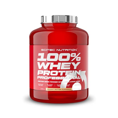 Scitec Nutrition 100% Whey Protein Professional – Enhanced with Extra Amino Acids & Digestive Enzymes – Gluten-Free – Palm Oil Free, 2.35 kg, Peanut Butter - Sense42 Beauty and Health