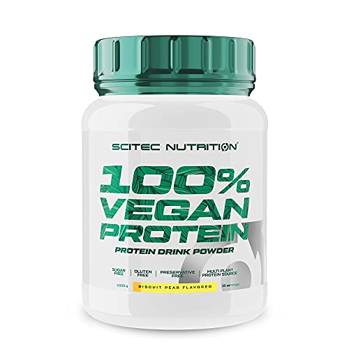 Scitec Nutrition 100% Vegan Protein – 5 Plant-Based Protein Sources – Fortified with Vitamin B12 – 33g Per Serving – Vegan, 1 kg, Biscuit-Pear - Sense42 Beauty and Health