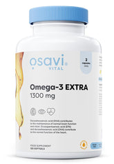 Osavi Omega–3 Extra Molecularly Distilled 1300 mg – 120 Softgels | Lemon Flavor | EPA & DHA for Heart Health, Brain Function, and Vision I Molecular Distillation for Maximum Purity - Sense42 Beauty and Health