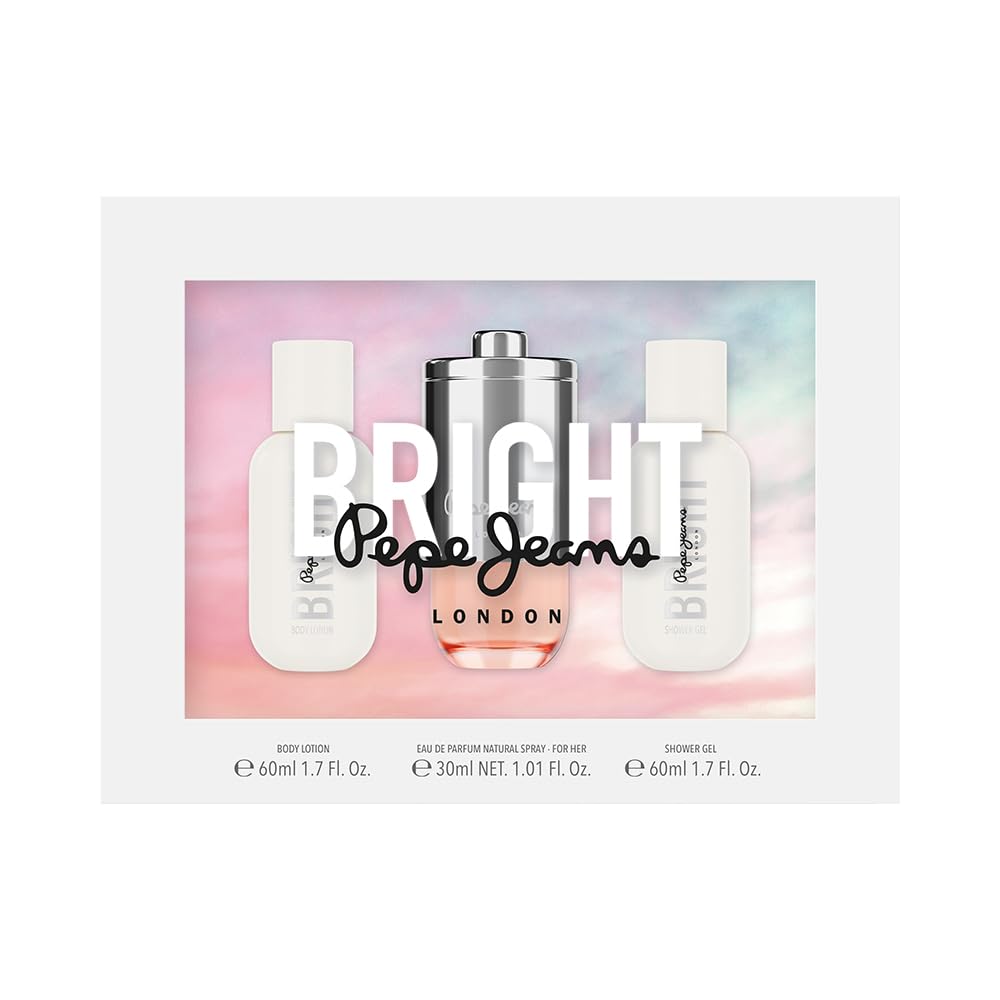 Pepe Jeans Bright For Her Perfume Women's Gift Set 3 Pieces Eau de Parfum Women 30 ml Body Lotion 60 ml and Shower Gel 60 ml Women Perfume with Cyprus and Floral Fragrances - Sense42 Beauty and Health
