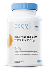 Osavi Vitamin D3 + K2, 2000IU + 100mcg - 120 softgels - Sense42 Beauty and Health