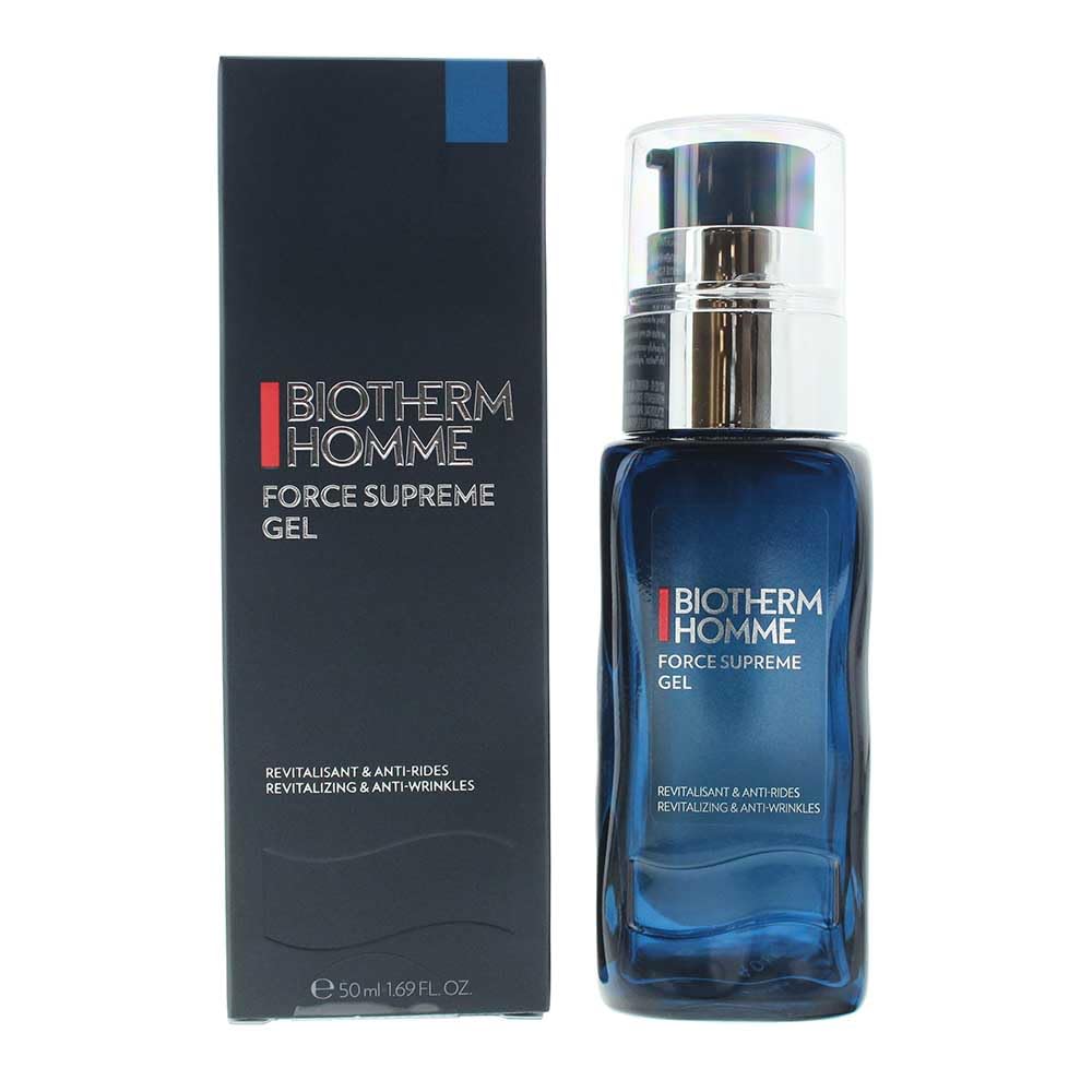 Biotherm Homme Force Supreme Gel, Revitalising Face Gel for Men with Anti-Ageing Effect, Face Care with Life Plankton, Blue Algae Extract and Pro-Xylane, 50 ml - Sense42 Beauty and Health