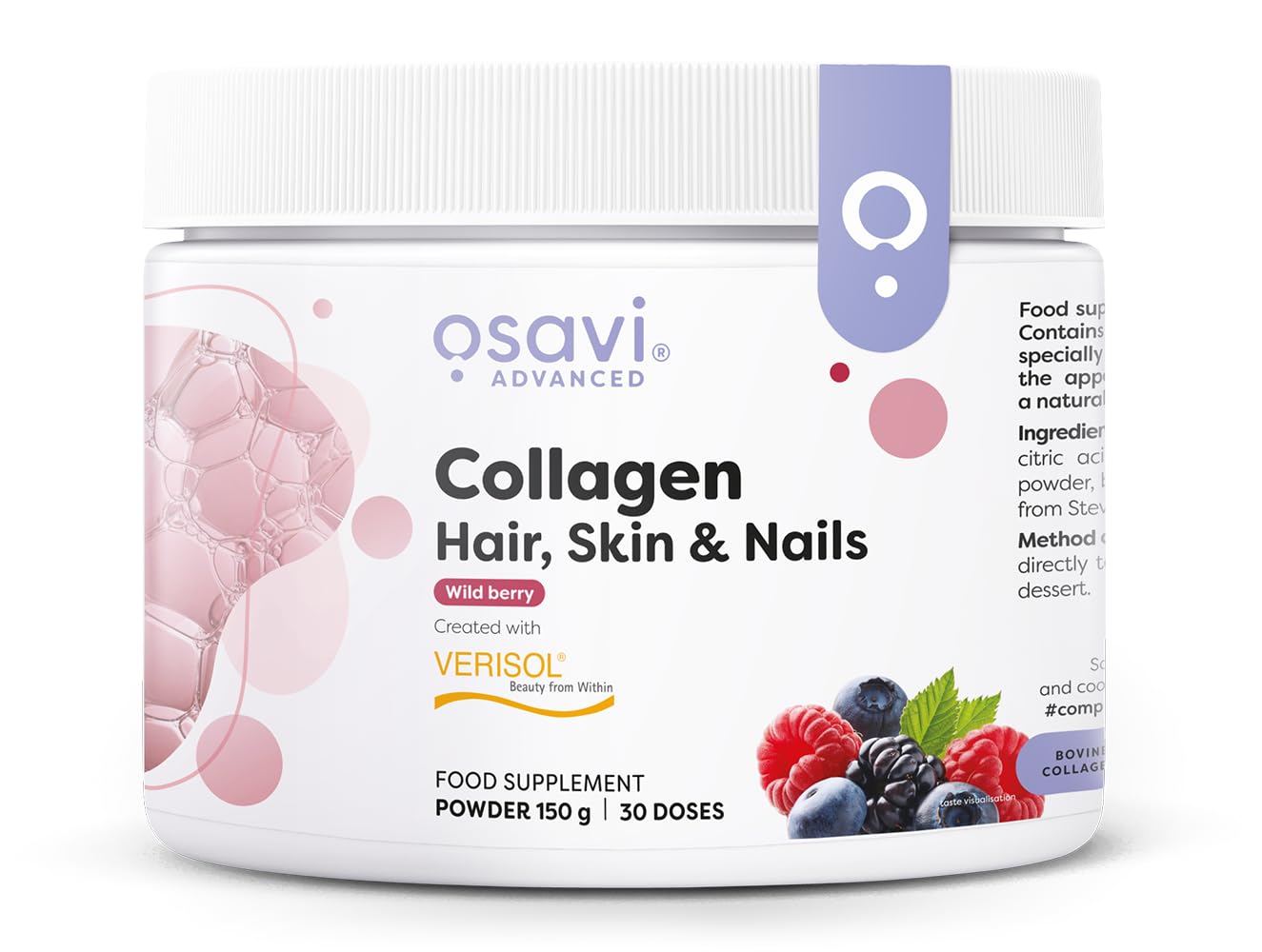 Osavi Collagen Peptides (Hair Skin & Nails) Wild Berry - 150g - Sense42 Beauty and Health