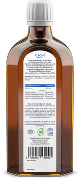 Osavi Norwegian Cod Liver Oil 1000mg Omega 3 (Unflavoured) - 250 ml. - Sense42 Beauty and Health