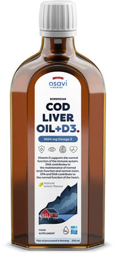 Osavi Norwegian Cod Liver Oil + D3 1000mg Omega 3 (Lemon) - 250 ml - Sense42 Beauty and Health