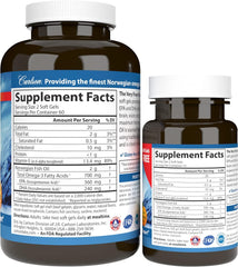 Carlson Labs The Very Finest Fish Oil - 700mg Omega-3s - Natural Orange - 120 + 30 softgels - Sense42 Beauty and Health