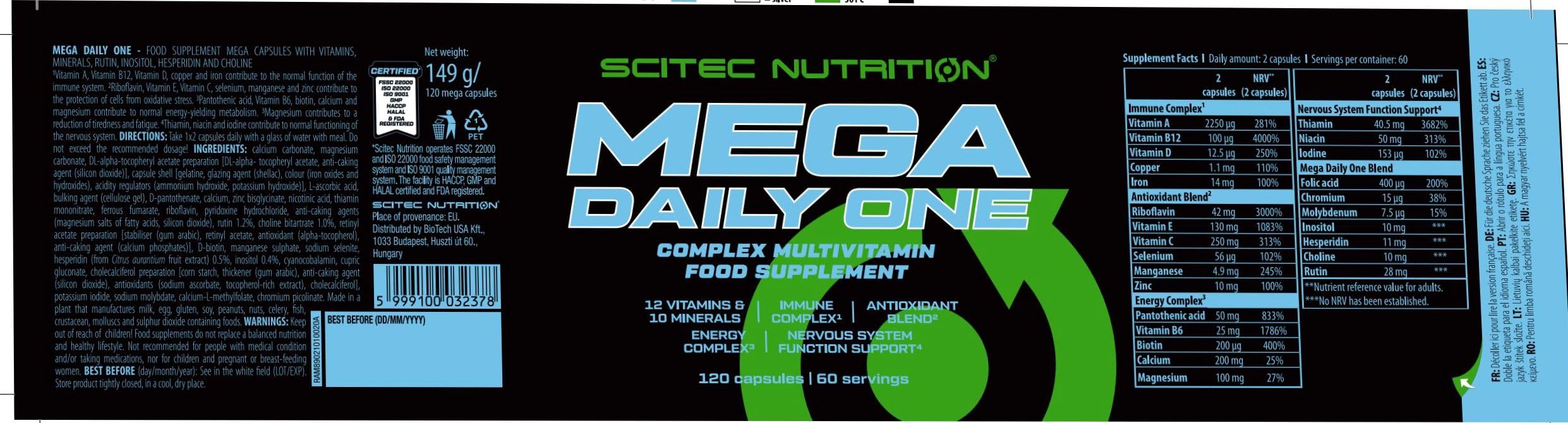 SciTec Mega Daily One - 120 caps - Sense42 Beauty and Health