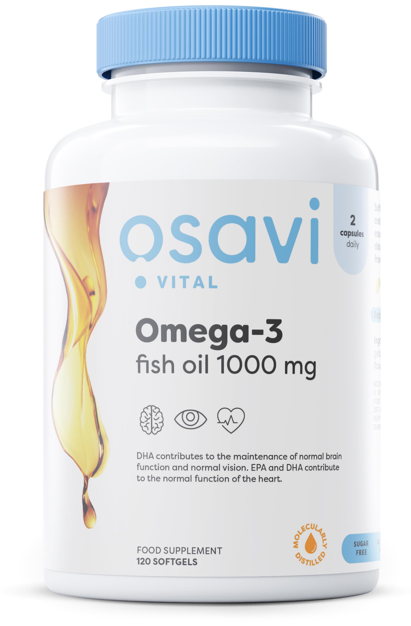 Osavi Omega–3 Fish Oil Molecularly Distilled 1000 mg – 120 Softgels | Lemon Flavor - Sense42 Beauty and Health