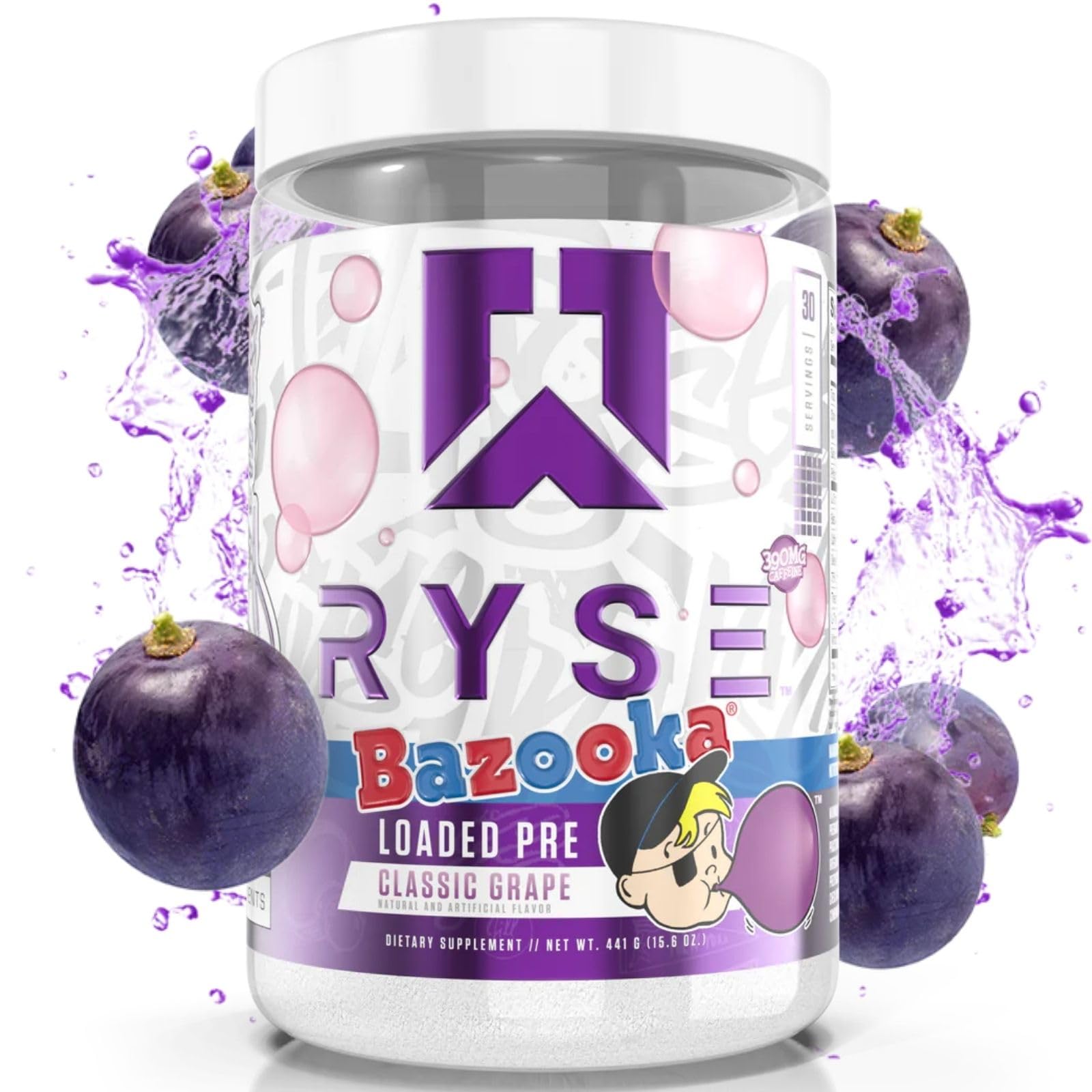 Ryse Loaded Pre, Bazooka Classic Grape - 438g - Sense42 Beauty and Health