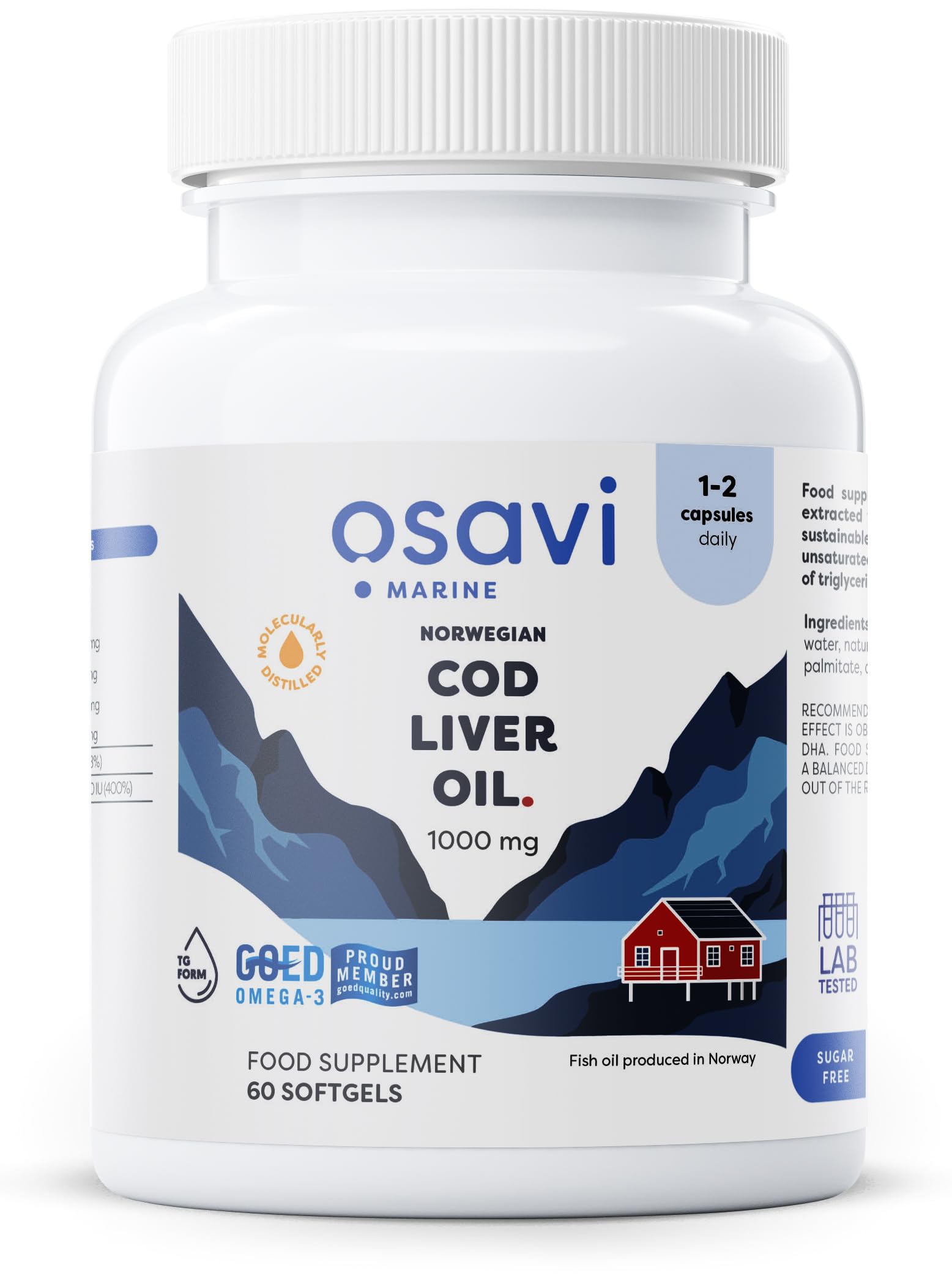 Osavi Norwegian Cod Liver Oil Softgels, 1000mg (Lemon) - 60 softgels - Sense42 Beauty and Health