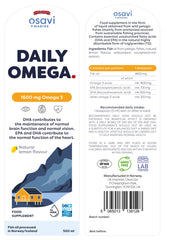 Osavi Daily Omega, 1600mg Omega 3 (Natural Lemon) - 500 ml. - Sense42 Beauty and Health