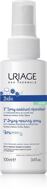 Uriage Bébé 1st Cu-Zn+ Drying Repairing Spray - Sense42 Beauty and Health