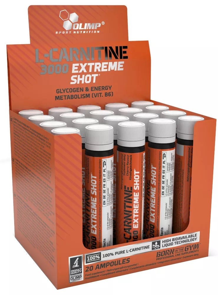 L-Carnitine 3000 Extreme Shot, Orange - 20 x 25 ml. - Sense42 Beauty and Health