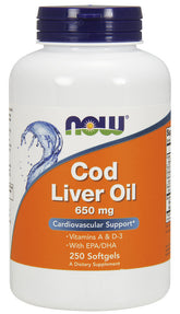 Cod Liver Oil, 650mg - 250 softgels - Sense42 Beauty and Health