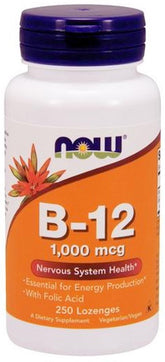 Vitamin B-12 with Folic Acid, 1000mcg - 250 lozenges - Sense42 Beauty and Health