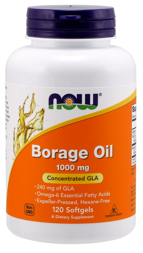 NOW Foods Borage Oil, 1000mg - 120 softgels - Sense42 Beauty and Health