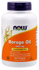 NOW Foods Borage Oil, 1000mg - 120 softgels - Sense42 Beauty and Health