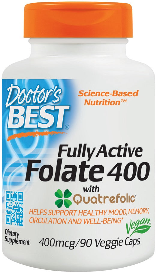 Fully Active Folate 400 with Quatrefolic, 400mcg - 90 vcaps - Sense42 Beauty and Health