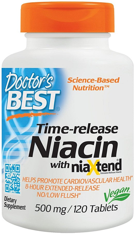 Time-release Niacin with niaXtend, 500mg - 120 tablets - Sense42 Beauty and Health
