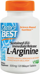 L-Arginine - Sustained + Immediate Release, 500mg - 120 tablets - Sense42 Beauty and Health