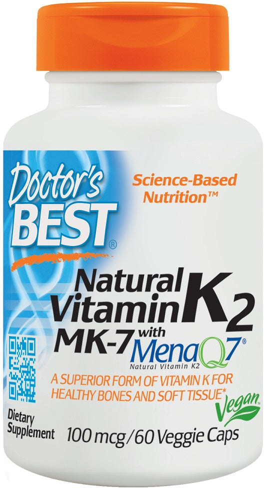 Natural Vitamin K2 MK7 with MenaQ7, 100mcg - 60 vcaps - Sense42 Beauty and Health