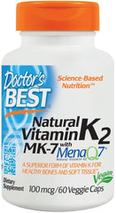 Natural Vitamin K2 MK7 with MenaQ7, 100mcg - 60 vcaps - Sense42 Beauty and Health