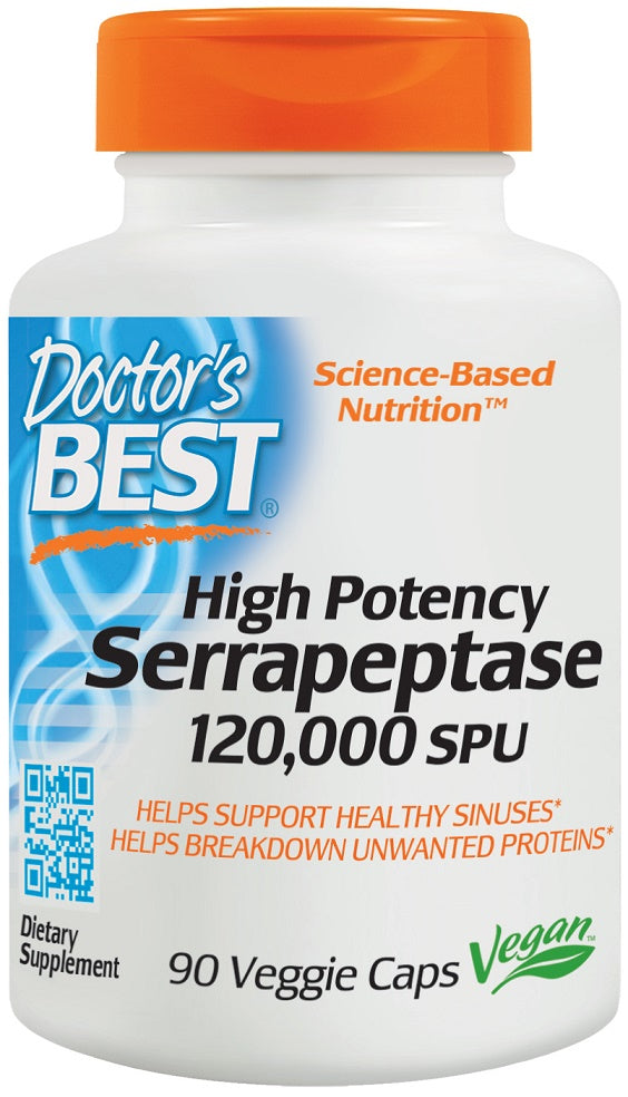 Serrapeptase, 120 000 SPU High Potency - 90 vcaps - Sense42 Beauty and Health