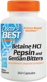 Betaine HCl Pepsin & Gentian Bitters - 360 caps - Sense42 Beauty and Health