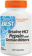 Betaine HCl Pepsin & Gentian Bitters - 360 caps - Sense42 Beauty and Health