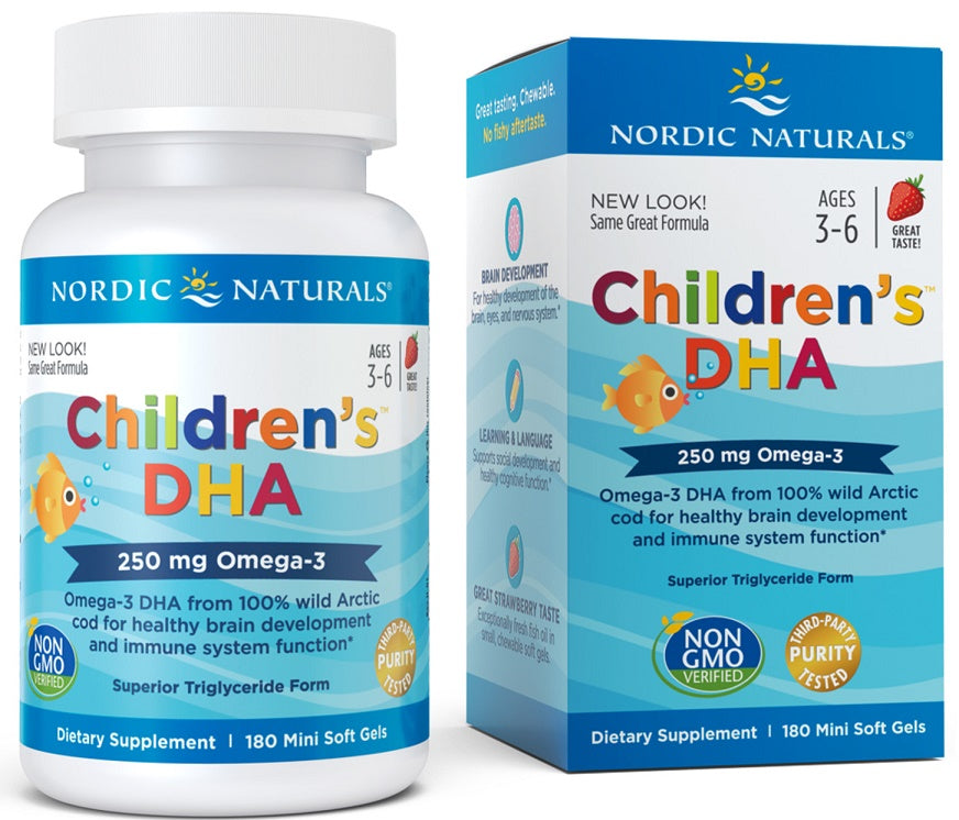 Children's DHA, 250mg Omega-3 Strawberry - 180 mini softgels - Sense42 Beauty and Health