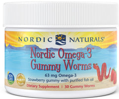 Nordic Omega-3 Gummy Worms, 63mg Strawberry - 30 gummy worms - Sense42 Beauty and Health