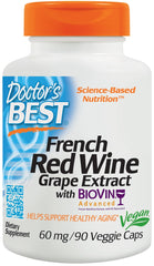French Red Wine Grape Extract with Biovin, 60mg - 90 vcaps - Sense42 Beauty and Health