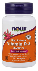 Vitamin D-3, 2000 IU - 240 softgels - Sense42 Beauty and Health