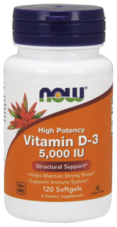 Vitamin D-3, 5000 IU - 120 softgels - Sense42 Beauty and Health
