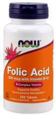 Folic Acid with Vitamin B12, 800mcg - 250 tabs - Sense42 Beauty and Health