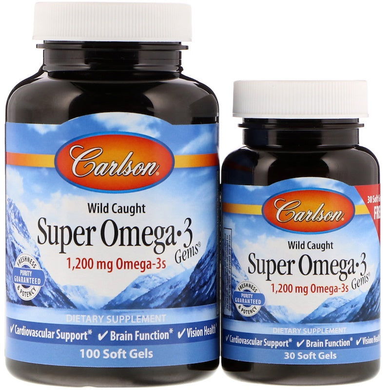 Wild Caught Super Omega-3 Gems, 1200mg - 100 + 30 softgels - Sense42 Beauty and Health