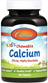 Kid's Chewable Calcium, 250mg Natural Vanilla - 60 tablets - Sense42 Beauty and Health
