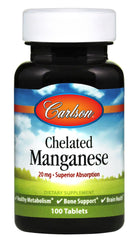 Chelated Manganese, 20mg - 100 tablets - Sense42 Beauty and Health