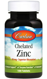 Chelated Zinc, 30mg - 100 tablets - Sense42 Beauty and Health