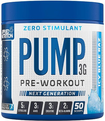 Pump 3G Pre-Workout (Zero Stimulant), Icy Blue Raz (EAN 634158794353) - 375g - Sense42 Beauty and Health