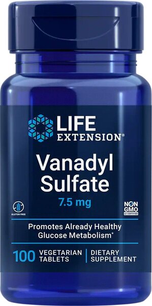 Vanadyl Sulfate, 7.5mg - 100 vegetarian tabs - Sense42 Beauty and Health