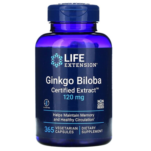 Ginkgo Biloba, Certified Extract, 120mg - 365 vcaps - Sense42 Beauty and Health
