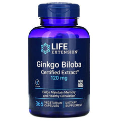 Ginkgo Biloba, Certified Extract, 120mg - 365 vcaps - Sense42 Beauty and Health