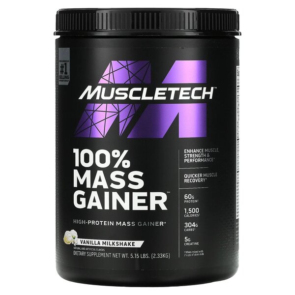 100% Mass Gainer, Vanilla Milkshake - 2330g - Sense42 Beauty and Health