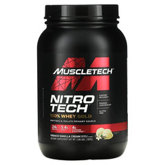 Nitro-Tech 100% Whey Gold, French Vanilla Cream (EAN 631656710472) - 907g - Sense42 Beauty and Health