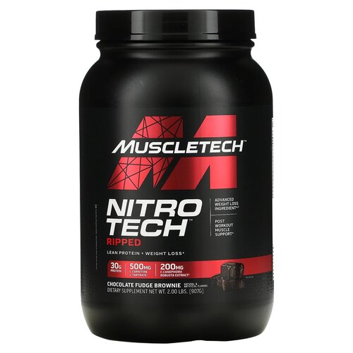 Nitro-Tech Ripped, Chocolate Fudge Brownie - 907g - Sense42 Beauty and Health