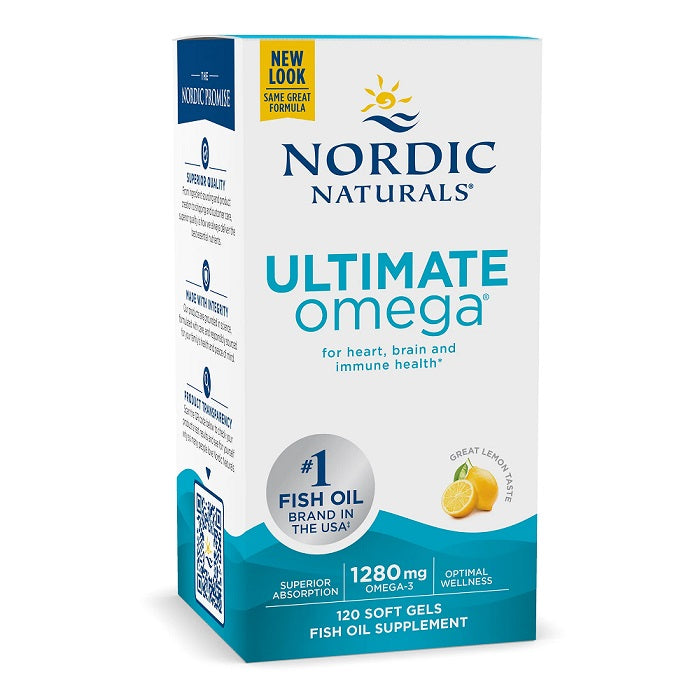Ultimate Omega, 1280mg Lemon (EAN 768990027901) - 120 softgels - Sense42 Beauty and Health