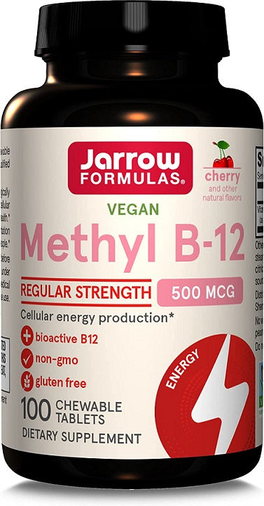 Methyl B-12, 500mcg (Cherry) - 100 vegan chewable tabs - Sense42 Beauty and Health