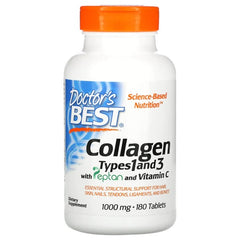 Collagen Types 1 and 3 with Peptan and Vitamin C, 1000mg - 180 tabs - Sense42 Beauty and Health