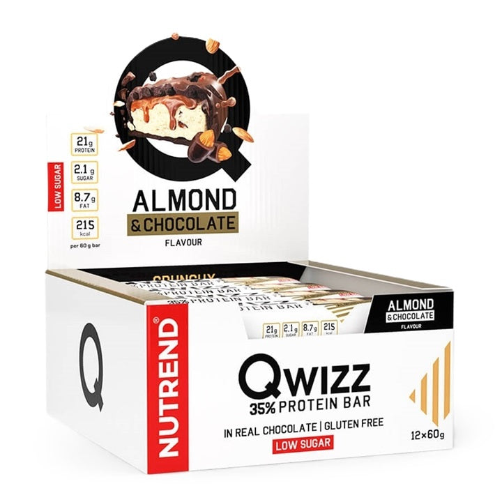 Qwizz 35% Protein Bar, Almond & Chocolate - 12 x 60g - Sense42 Beauty and Health
